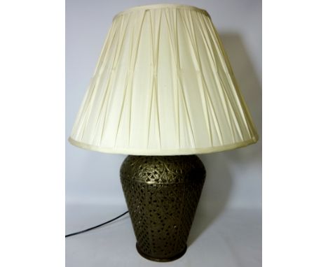 Pierced metal table floral trellis design table lamp with shade H73cm (This item is PAT tested - 5 day warranty from date of 