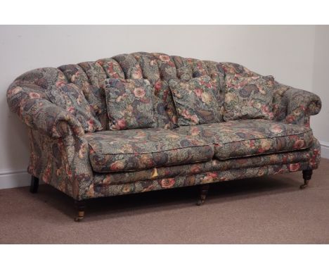 Late 20th century 'Lincoln House' traditional shaped sofa upholstered in buttoned fabric, W196cm Condition Report Click here 