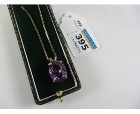 Large amethyst pendant on 9ct gold 18" box chain hallmarked 9ct Condition Report Click here for further images, condition, au