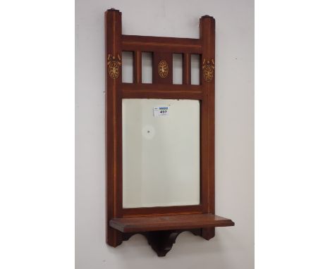 Edwardian inlaid walnut hall mirror with shelf, H60cm Condition Report Click here for further images, condition, auction time