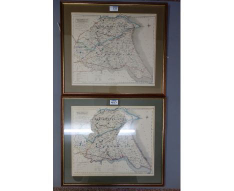 East Riding Foxhound Hunts, pair of 19th century hand coloured engraved maps pub. J & C Walker 34cm x 40cm (2) Condition Repo