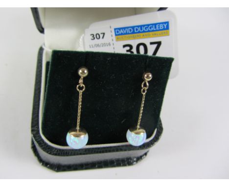 Pair of 9ct gold opal drop ear-rings stamped 375 Condition Report Click here for further images, condition, auction times & d