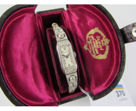 Eszeha Art Deco period diamond set platinum cocktail watch stamped PT.O.950 no 91982 with Swiss made 15 jewel movement retail