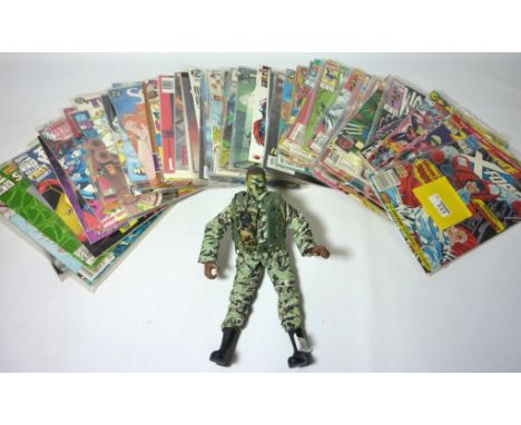 Collection of 1990s Marvel comics - Spider-Man, Wolverine, X-Force etc together with an action figure Condition Report Click 