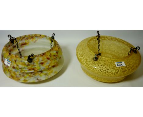 Two 1930s glass light shades D30cm and D28cm  Condition Report Click here for further images, condition, auction times & deli