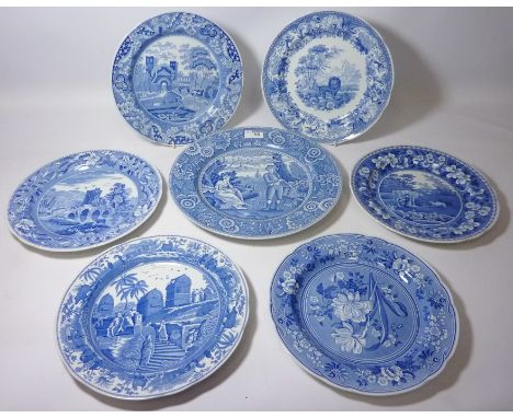 The Spode Blue Room collection - 'Woodman' D32cm, and six other Spode plates D26cm (7)  Condition Report Click here for furth