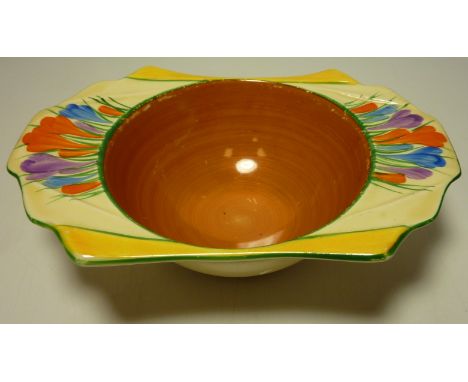 Clarice Cliff for Newport Pottery Bizarre 'Crocus' pattern daffodil shape grapefruit bowl W17cm  Condition Report Click here 
