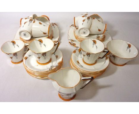 Scarce Art Deco period Royal Albert 'The Star' pattern tea service  Condition Report Click here for further images, condition