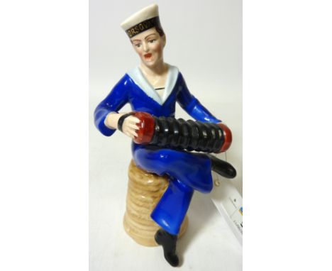 Mid 20th century Dresden porcelain figure of a sailor playing an accordion H16.5cm Condition Report Click here for further im