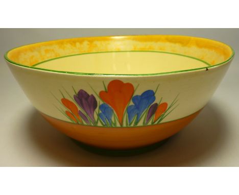 Clarice Cliff for Newport Pottery Bizarre 'Crocus' pattern bowl D22cm  Condition Report Click here for further images, condit