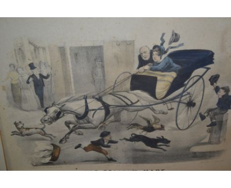 19th Century Currier and Ives coloured print ' The Deacons Mare ', rosewood framed together with a framed coloured print, ' S