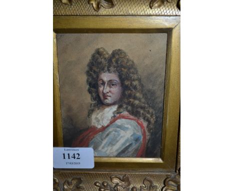 Miniature gilt framed portrait of a 17th Century gentleman