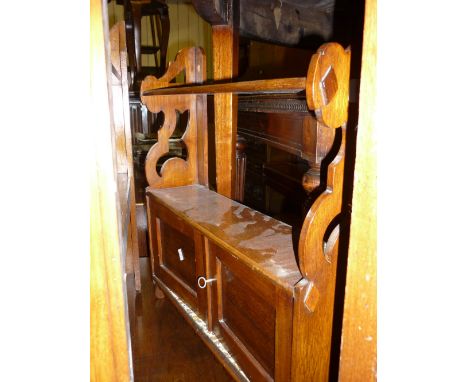 Victorian mahogany wall bracket with open shelves above cupboard doors