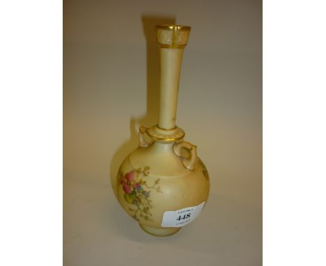 Royal Worcester blush ivory narrow neck vase with floral decoration