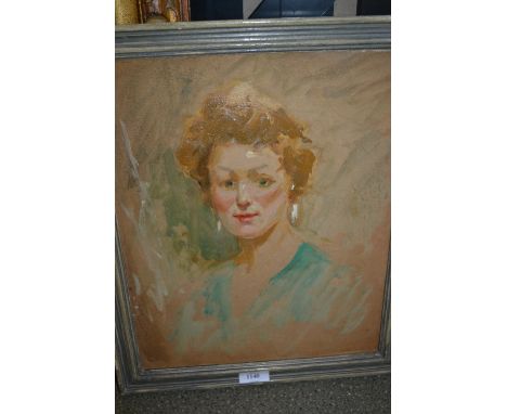 Attributed to Arthur Spooner, oil on card, half length portrait of a young lady, provenance on label verso, 15ins x 12ins