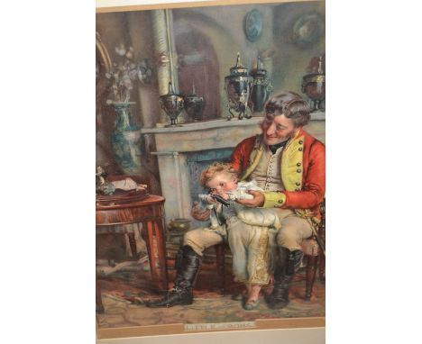 Framed Pears coloured print, ' Little Bobs ', maple framed together with another Pears framed coloured print