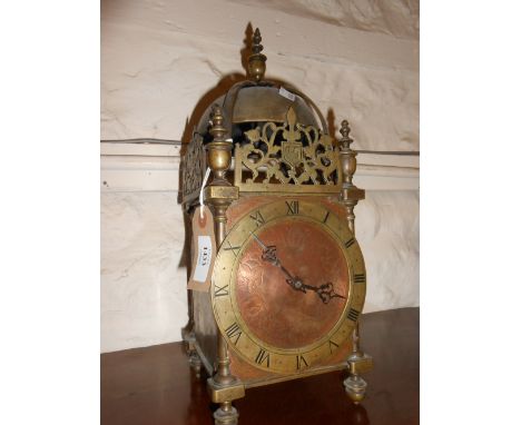 19th Century brass lantern clock with French lever movement in 17th Century style