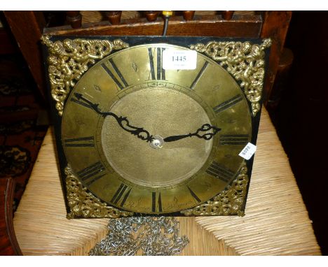 George III thirty hour longcase clock movement, the dial with brass chapter ring inscribed R. Stephens of Bridgnorth with che