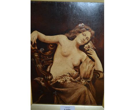 Late 19th Century oil, portrait of a semi-nude female, seated on a chair, 10ins x 7ins