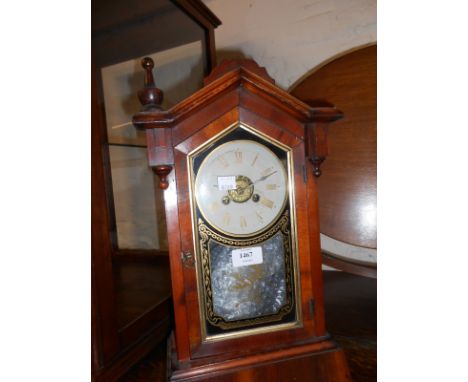 19th Century American two train mantel clock with painted dial