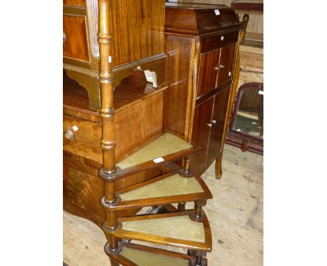 Reproduction mahogany four tread library step