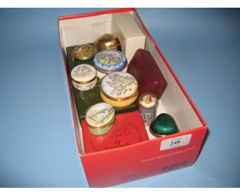 Collection of fourteen mainly Crummles and Co. modern enamel patch boxes, depicting London scenes and others