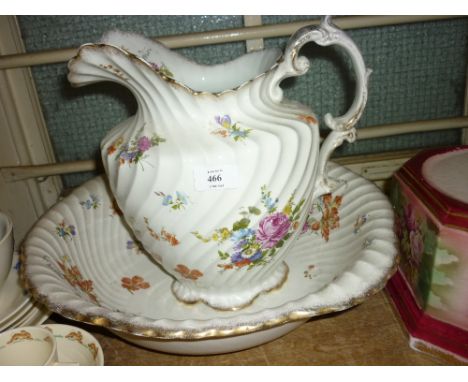 Late 19th Century floral decorated jug and basin