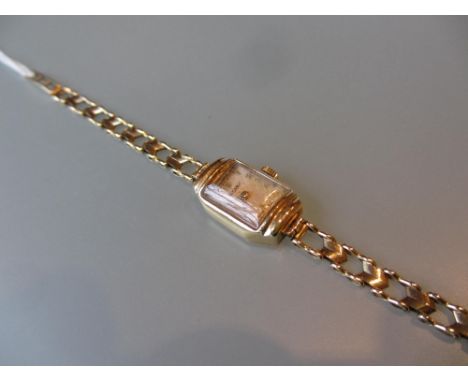 Ladies 9ct gold cased Rotary wristwatch with gold bracelet strap