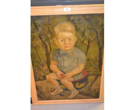 Early 20th Century British school, oil on board, portrait of a young boy, 27ins x 19ins, together with an oil on canvas, port