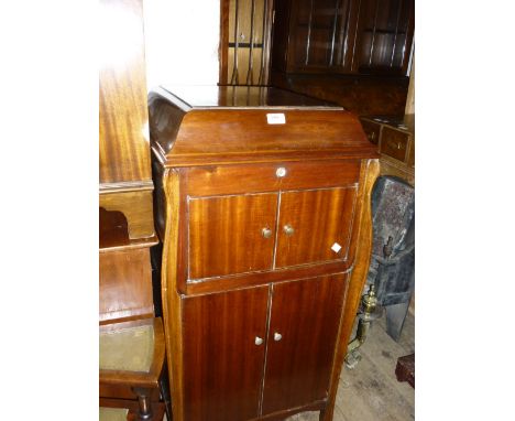 H.M.V. floor standing wind-up record player together with a collection of '78 R.P.M. records