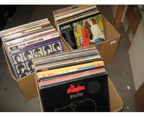 Quantity of long playing vinyl records including: Elvis Presley and the Beatles