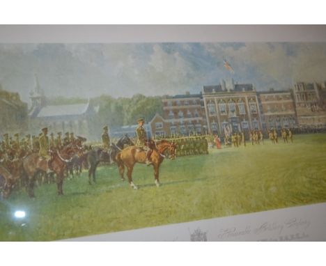 Gilbert Holiday, signed coloured print, presentation of colours to the Honourable Artillery Company