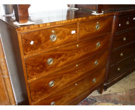 Early 19th Century mahogany straight front chest of two short and three long graduated drawers with circular brass ring handl