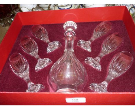 Baccarat cut glass decanter with six glasses in original fitted box