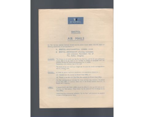 Railway Air Services 1934 GPO New Airmail Service from London double sided leaflet for mails to Birmingham, Liverpool, Manche