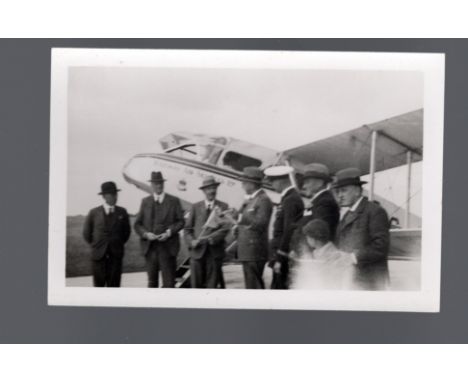Railway Air Service inaugural flight 1934 RP of dignitaries in front of the plane, light splash from the negative bottom righ