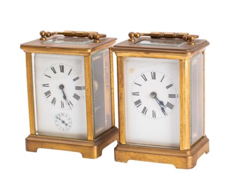 A French Victorian Obis carriage clock the eight-day duration movement having a platform lever escapement, the white enamel d