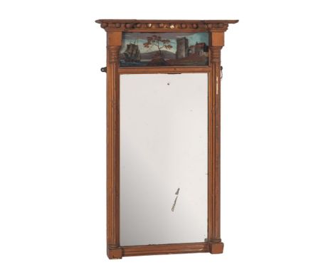 A 19th Century later gilt decorated pier mirror of rectangular shape with a moulded cornice of recessed broken outline with b