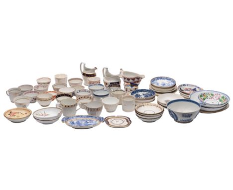 A mixed lot of  English porcelain, predominantly late 18th/early 19th century teabowls, saucers and coffee cans including spi