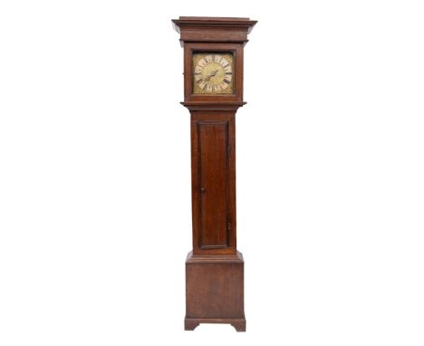 Thorne, Tiverton an oak longcase clock the thirty-hour duration movement striking the hours on a bell with the eleven-inch sq