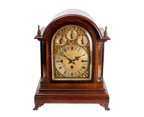 Winterhalder &amp; Hofmeier, Schwarzenbach, a mahogany Black Forest chiming mantel clock the eight-day duration, triple-fusee