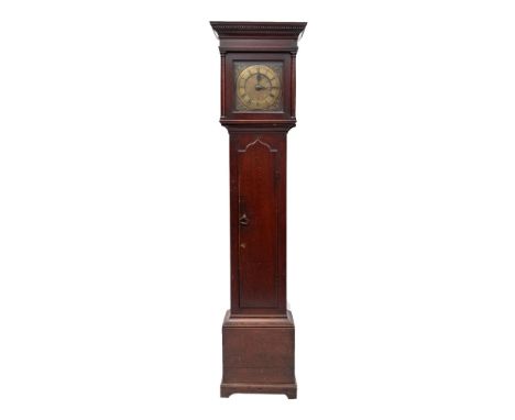 William Green, Milton-under-Wychwood, a Quaker oak longcase clock the iron thirty-hour birdcage movement striking the hours o