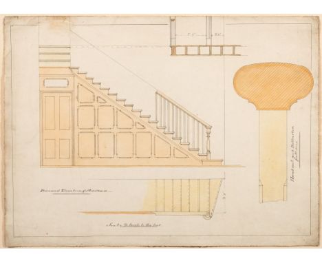 British School, late 19th / early 20th centuryDesign for a Corinthian temple by William Roundpencil and light brown wash on p