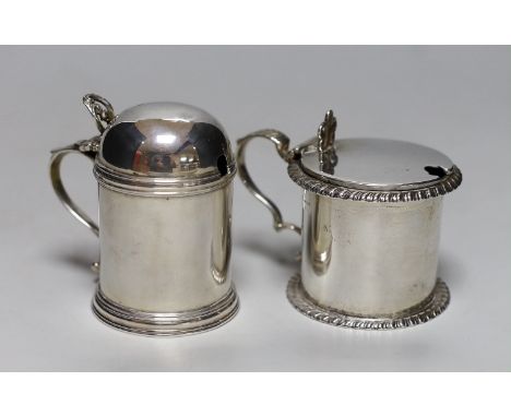 A late Victorian silver dome topped mustard pot, Josiah Williams &amp; Co, London, 1897, height 8cm and an Edwardian silver d