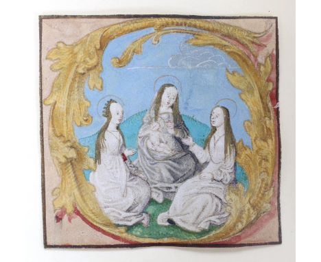 French School, 16th century, gouache on vellum, panel extract from a choir book, Abbott &amp; Holder label verso and original