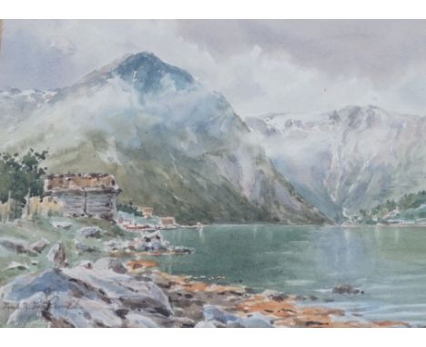 Frederick R. Fitzgerald (1869-1944), watercolour, Norwegian fjord scene, signed, 22 x 30cm