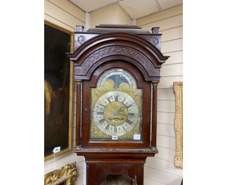 A George III mahogany longcase clock with moon phase, dial marked Radcliffe, Schofield Rochdale, height 229cm