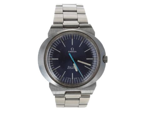 Omega Genéve Dynamic stainless steel gentleman's wristwatch, blue dial, Omega bracelet, 41mm-** with spare black and brown st