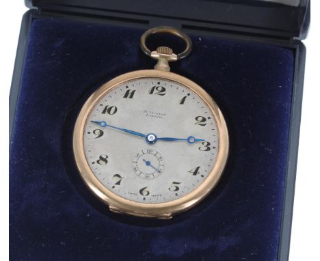 9ct slim dress pocket watch, import hallmarks Glasgow 1919, lever movement, silvered dial signed J.C. Vickery, London, blued 