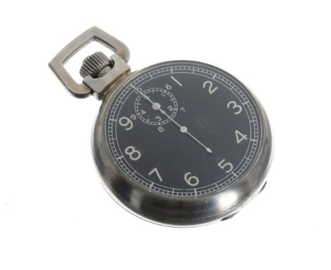 Elgin Military WWII period nickel cased lever 10 seconds pocket stop watch, circa 1943, signed 15 jewel movement, no. 4224943